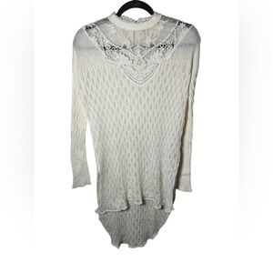 Free People Ivory Lace Knit Long Sleeve High Neck Top Women’s XS